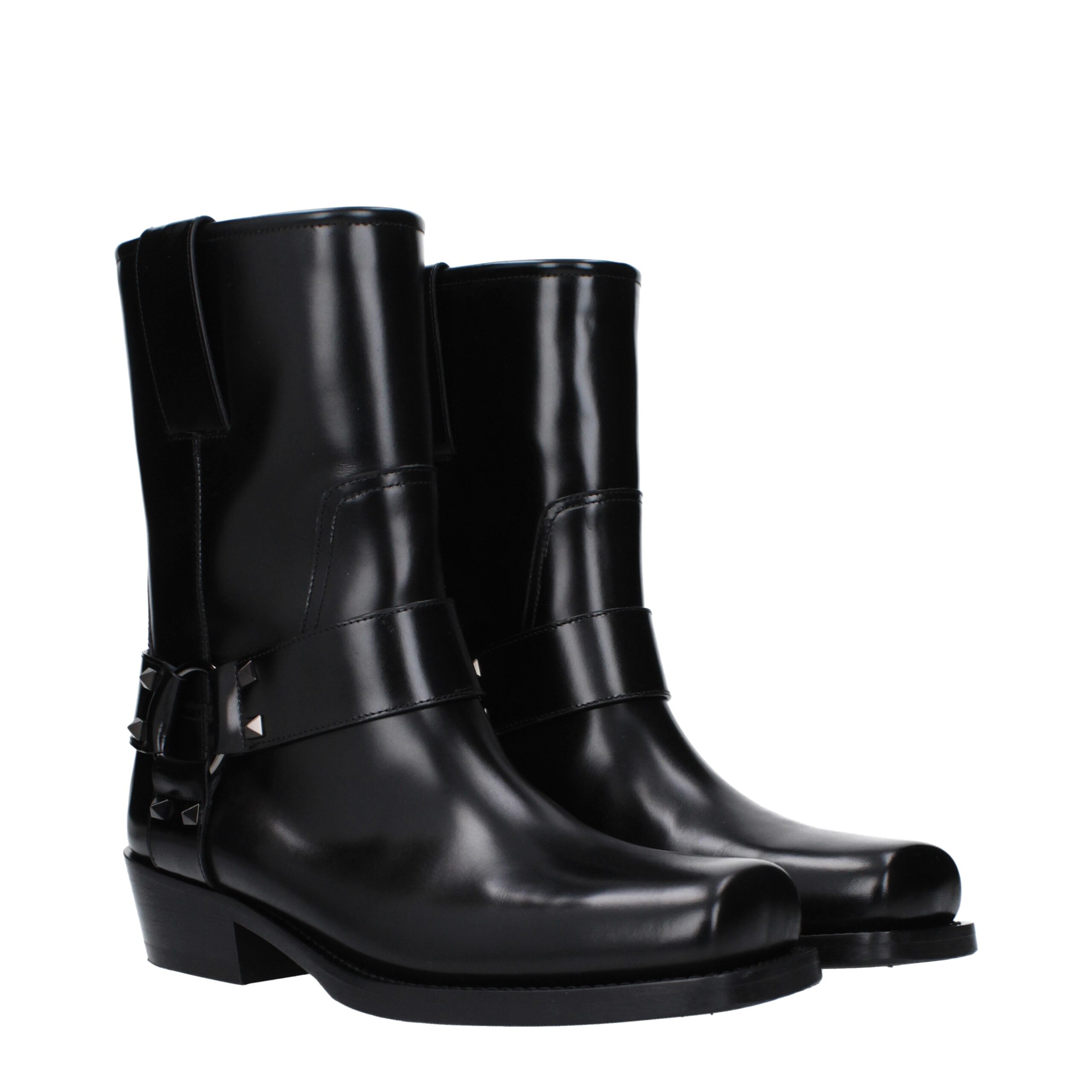 Valentino Garavani Black Leather Ankle Boots - Image 2