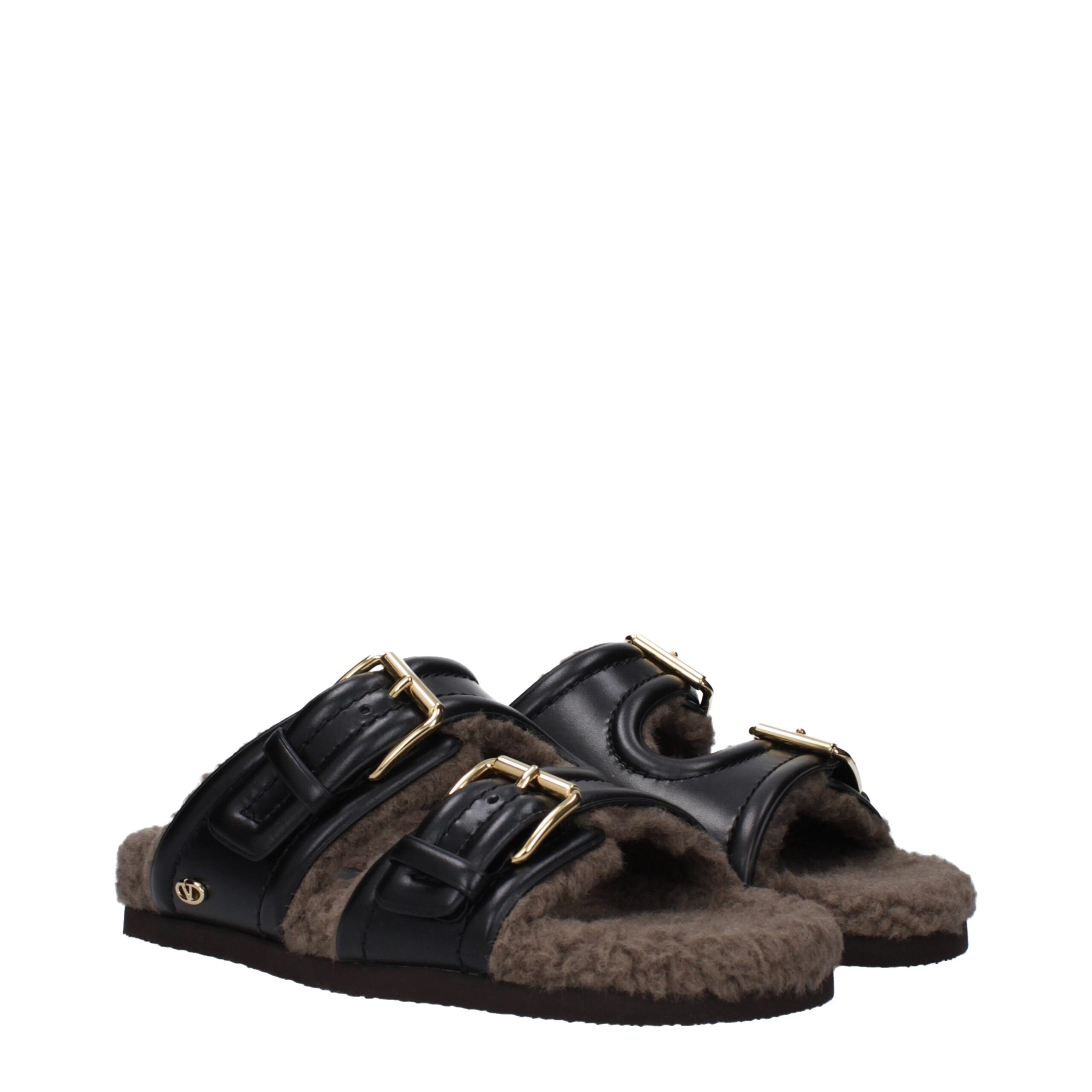 Valentino Garavani Black Leather Slippers - Image 2