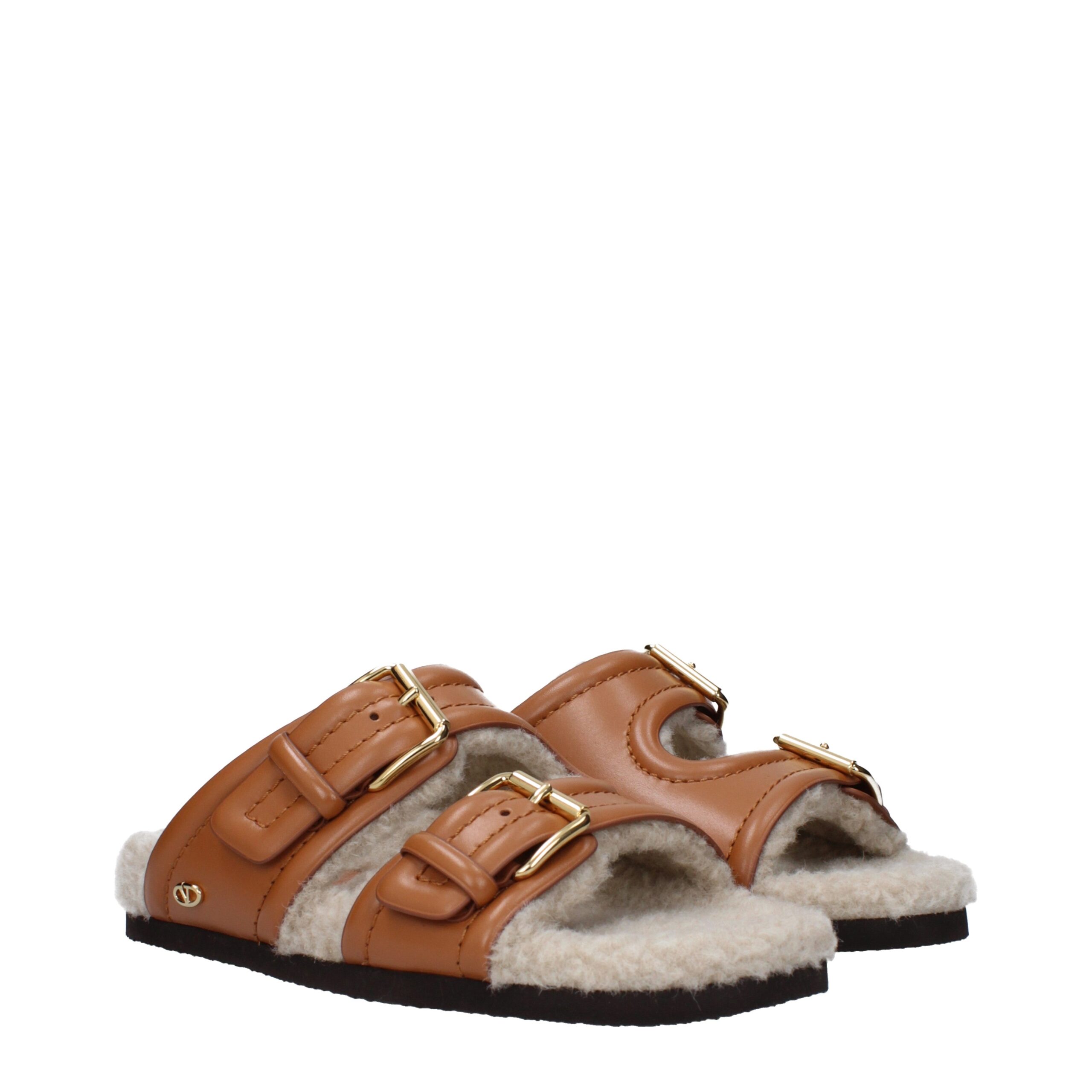 Valentino Garavani Brown Leather Slippers - Image 2