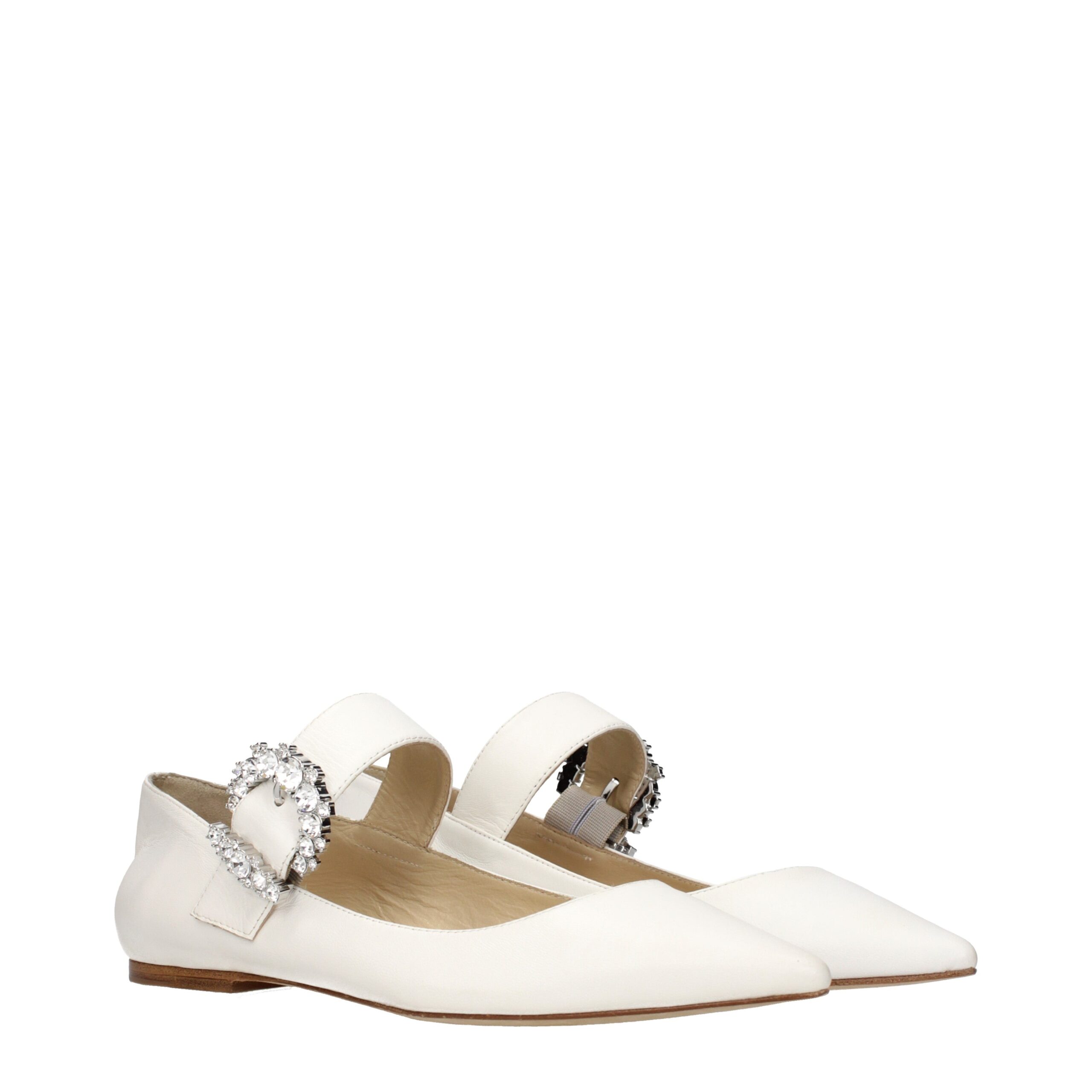Jimmy Choo White Leather Ballet Flats - Image 2