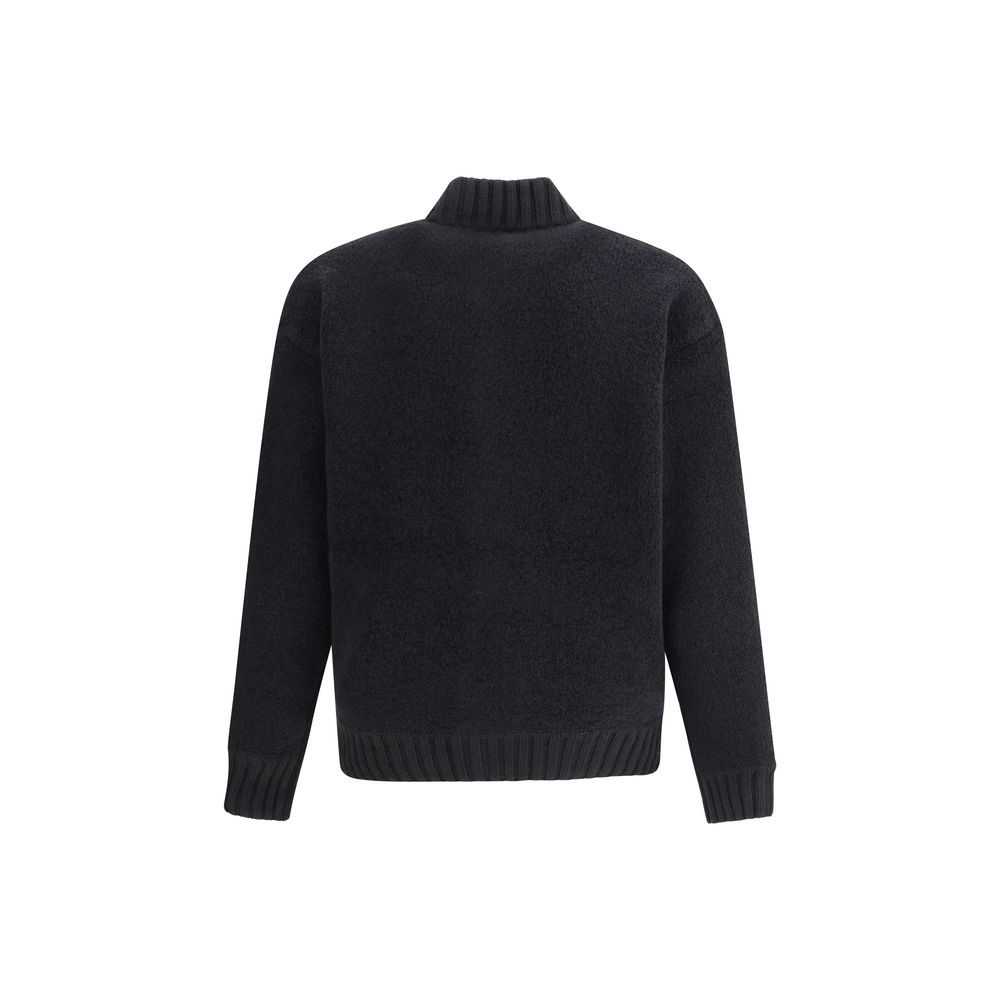 Laneus Black Merino Wool Bomber - Image 2