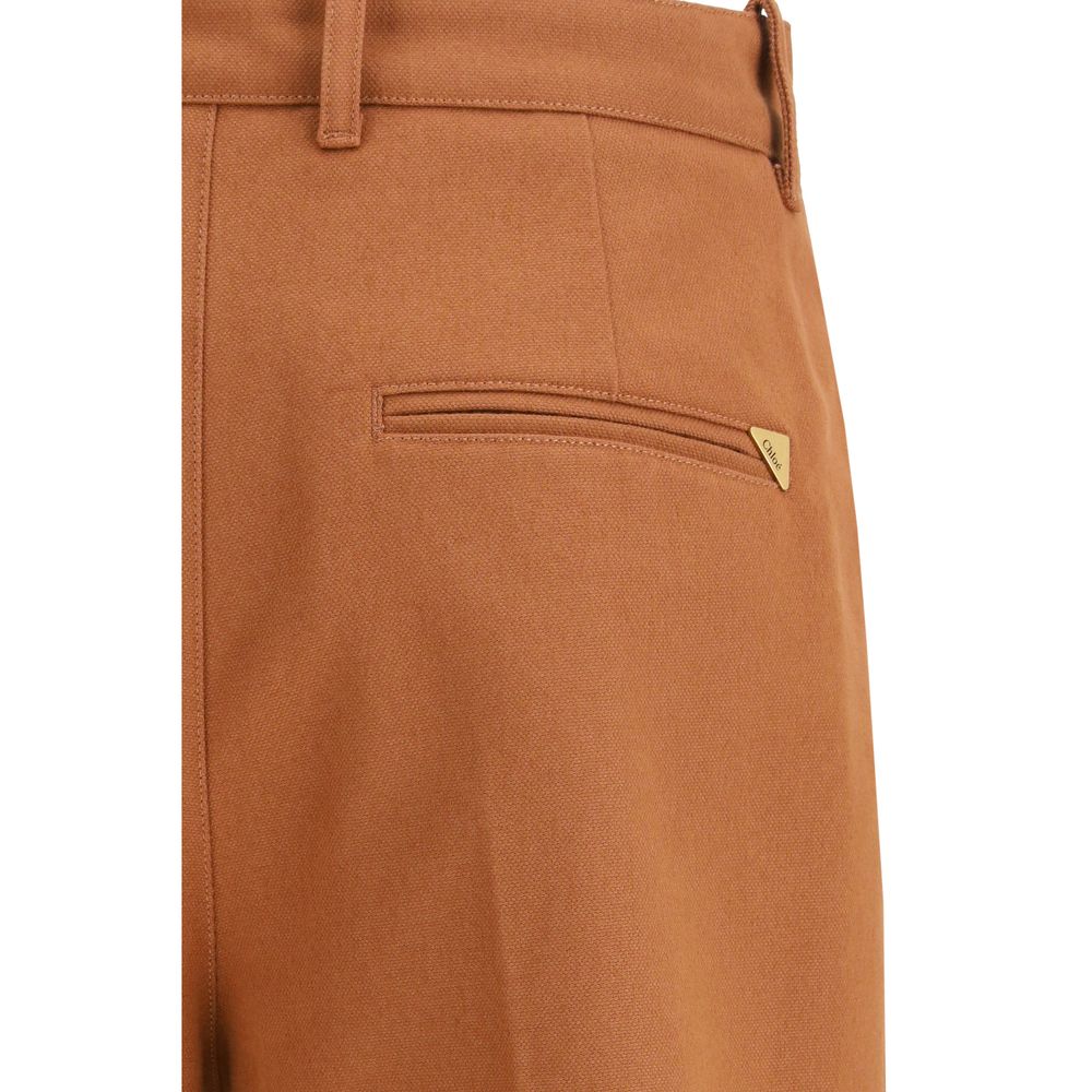 Chloé Brown Cotton Flared Pants - Image 3