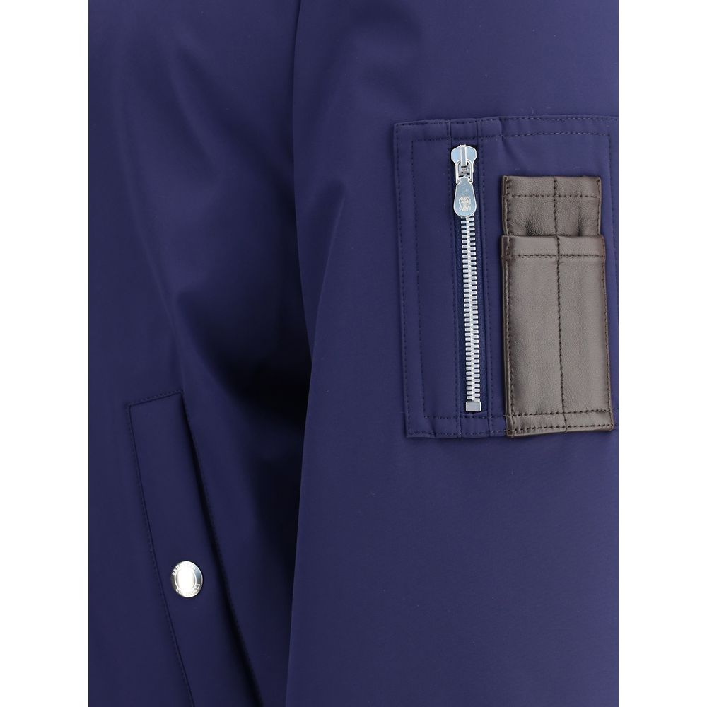 Brunello Cucinelli Blue Polyamide Bomber - Image 3