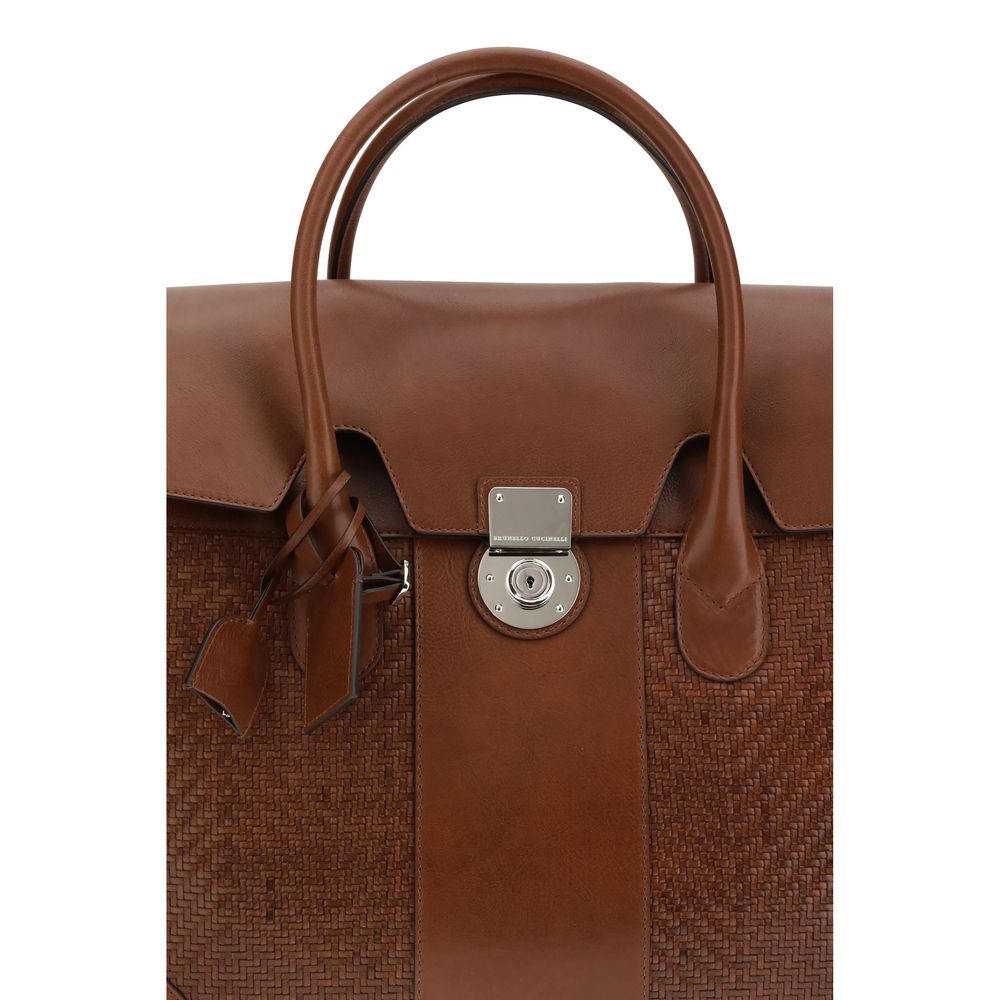Brunello Cucinelli Brown Calf Leather Bos Taurus Shoulder Bag - Image 4