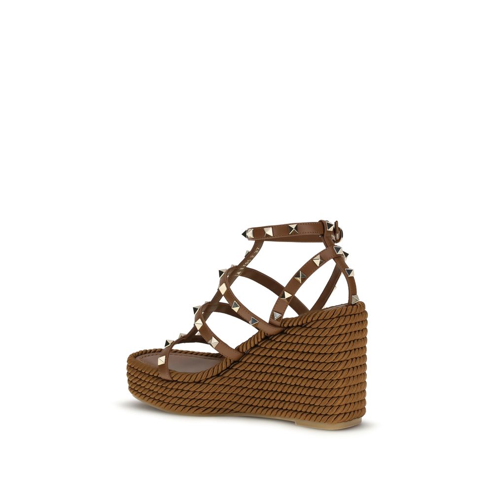 Valentino Garavani Brown Calf Leather Bos Taurus Espadrilles - Image 3