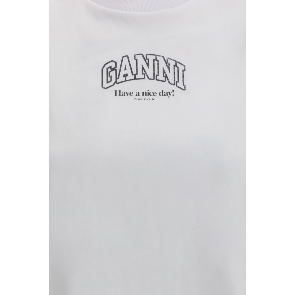 Ganni White Cotton T-Shirt - Image 3