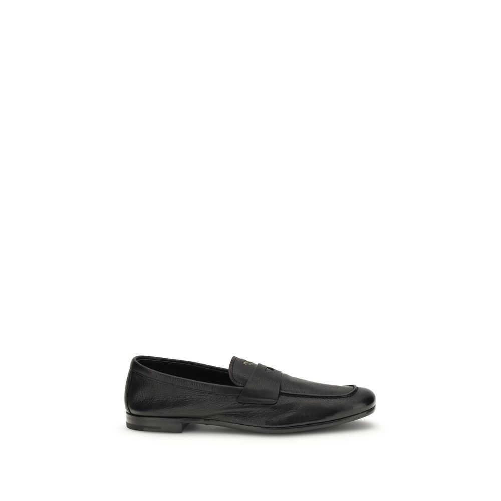Prada Black Goatskin Slip-On Loafers