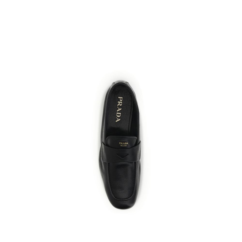 Prada Black Goatskin Slip-On Loafers - Image 4