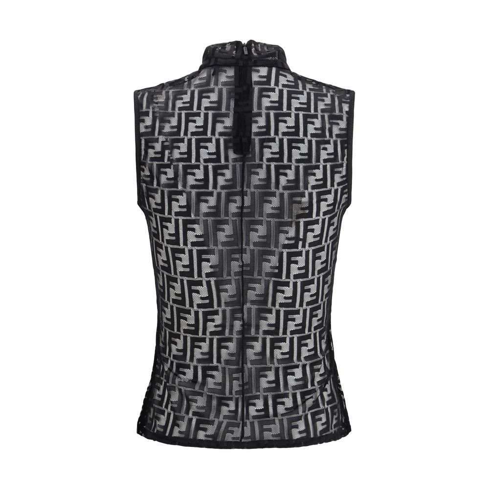 Fendi Black Polyamide Sleeveles T-Shirt - Image 2