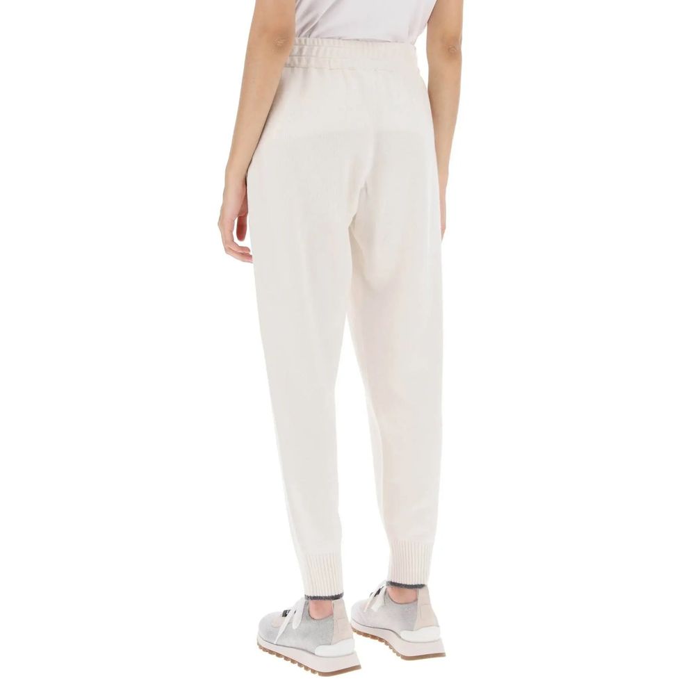 Brunello Cucinelli White Cashmere Athletic Pants - Image 3