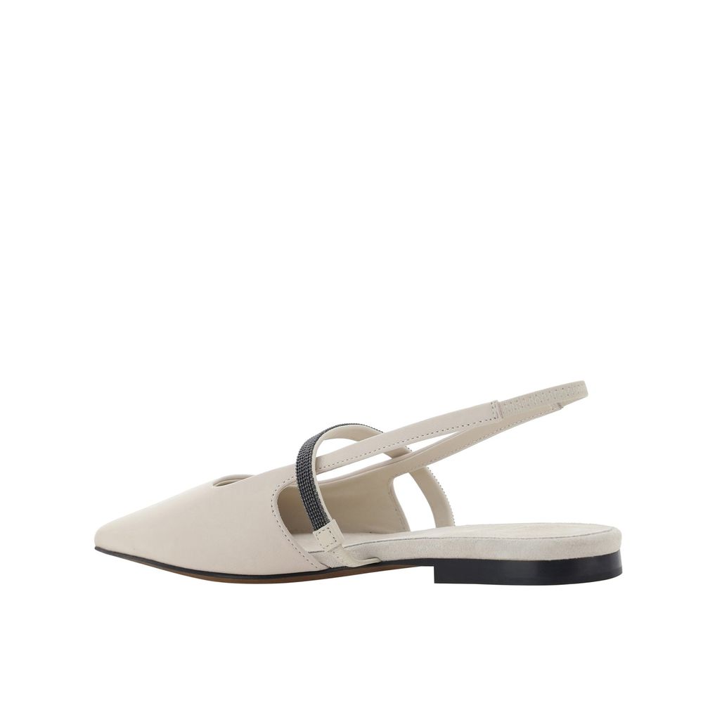 Brunello Cucinelli White Calfskin Ballet Flats - Image 3