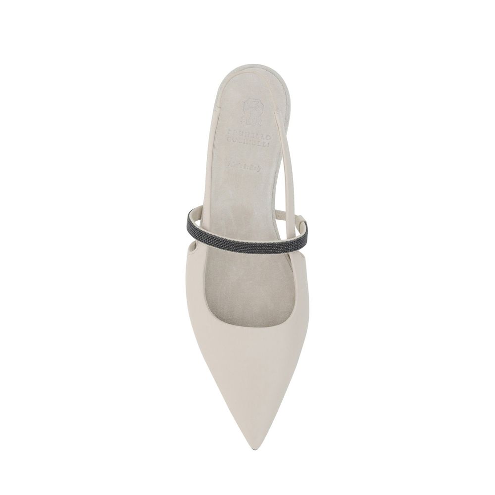 Brunello Cucinelli White Calfskin Ballet Flats - Image 4