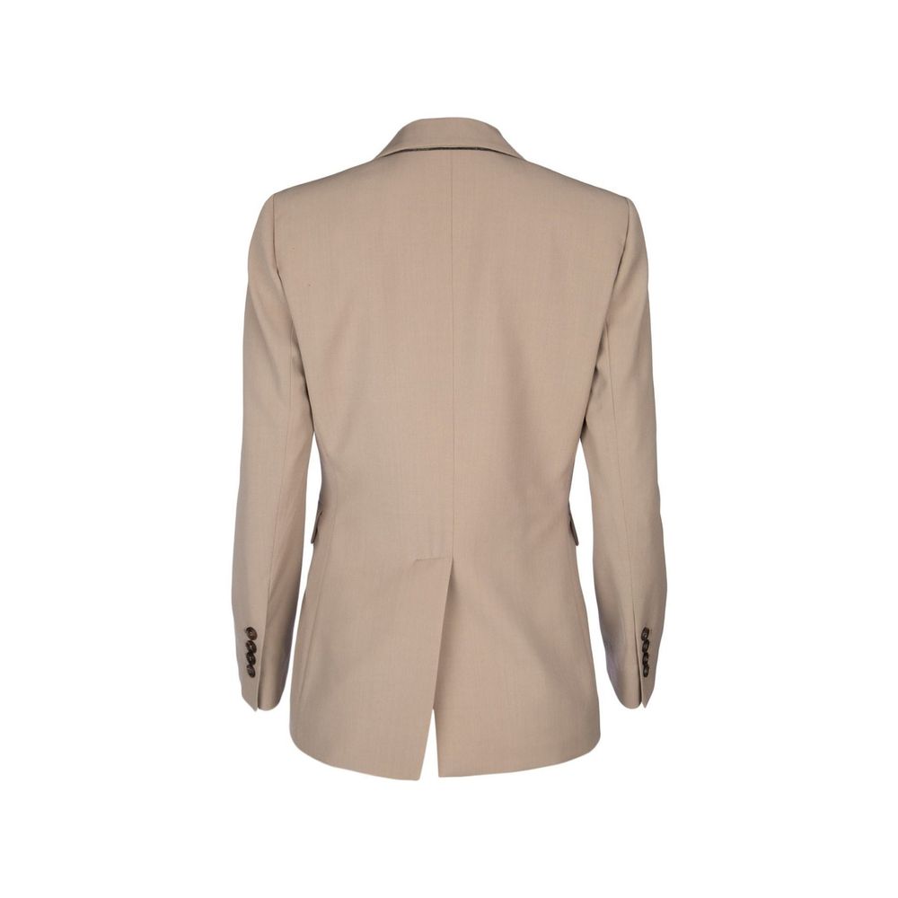 Brunello Cucinelli Beige Virgin Wool Blazer - Image 2