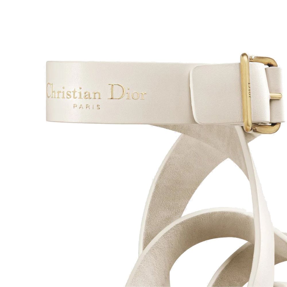 Dior White Calfskin Flat Sandals - Image 4