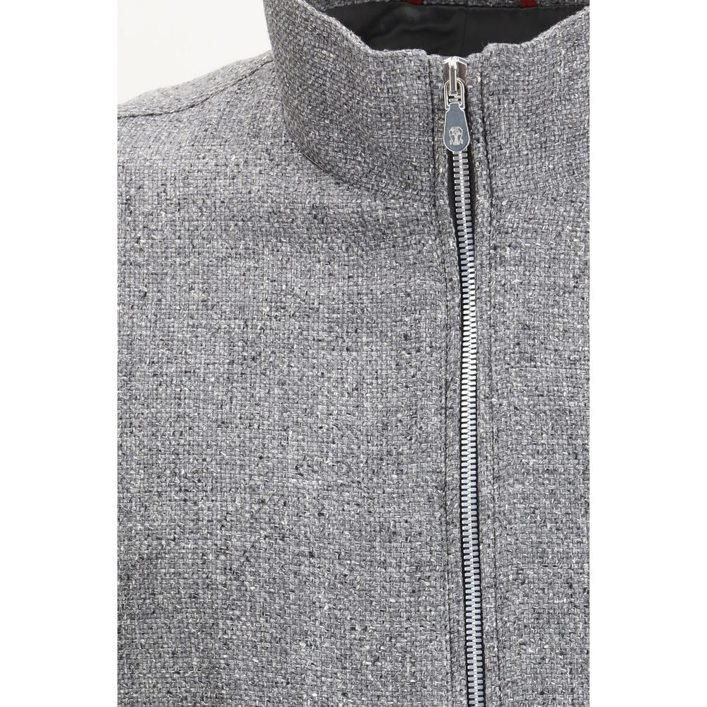 Brunello Cucinelli Gray Linen Bomber - Image 3