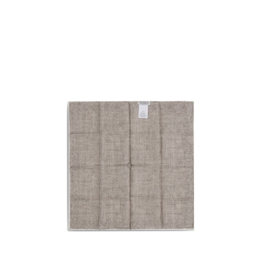 Brunello Cucinelli Beige Silk Pocket Square - Image 2