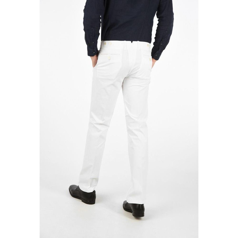 Corneliani White Cotton Chino Pants - Image 3
