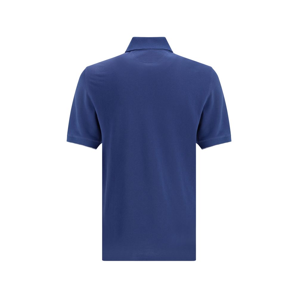 Brunello Cucinelli Blue Cotton Polo Shirt - Image 2