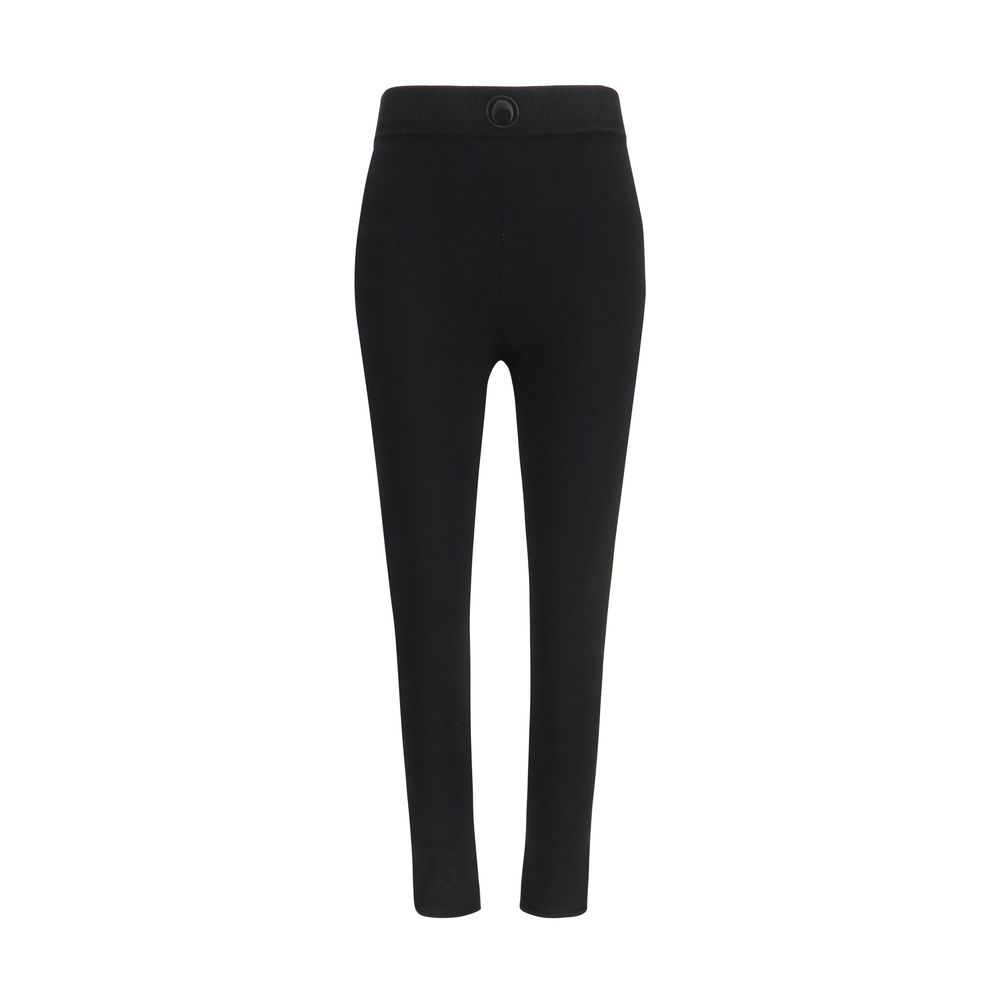 Marine Serre Black Viscose Leggings