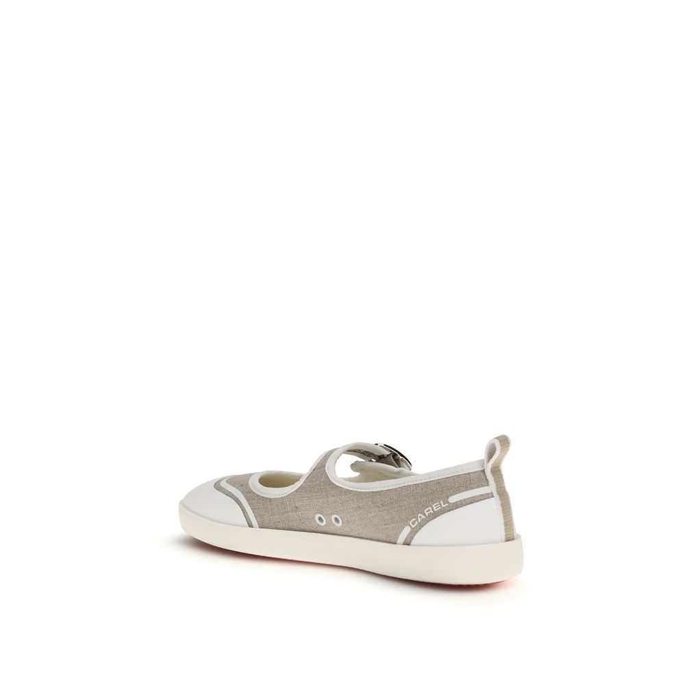 Carel Paris Beige Cotton Ballet Flats - Image 3