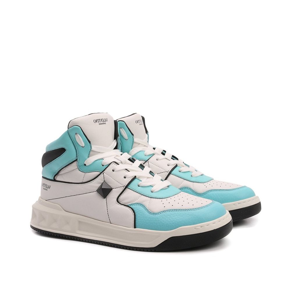 Valentino Garavani White Calfskin High Top Sneakers - Image 2