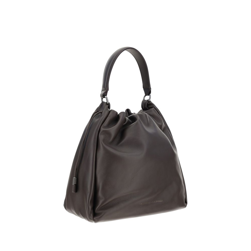 Brunello Cucinelli Brown Calf Leather Bos Taurus Shoulder Bag - Image 2