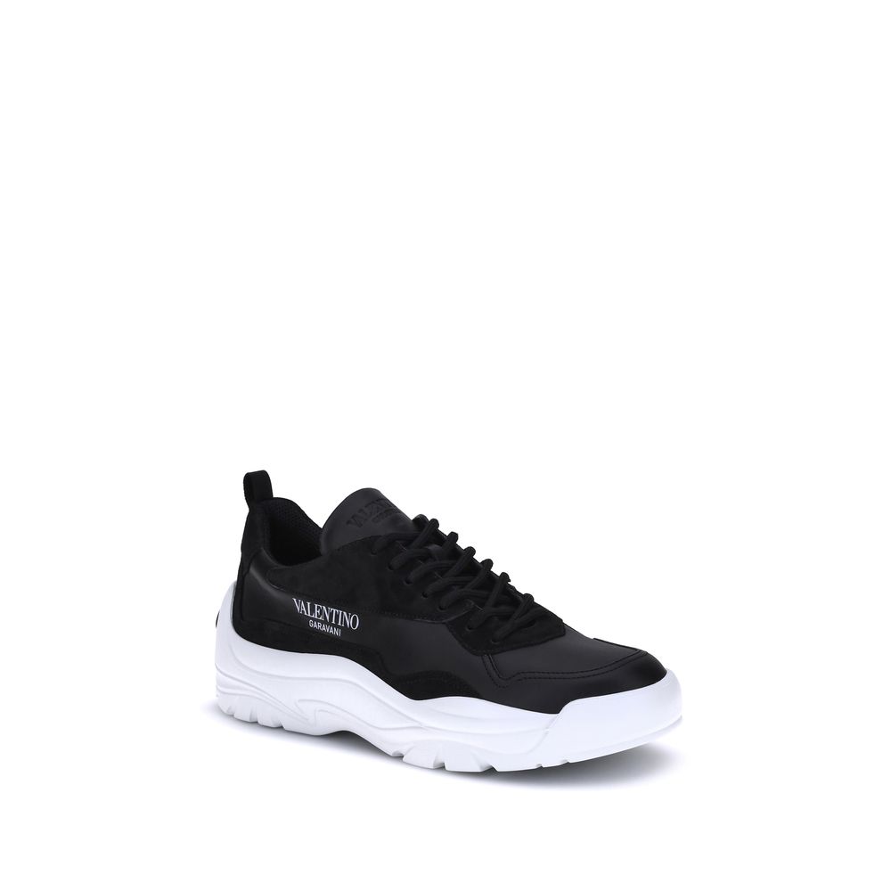 Valentino Garavani Black Calf Leather Bos Taurus Chunky Sneakers - Image 2