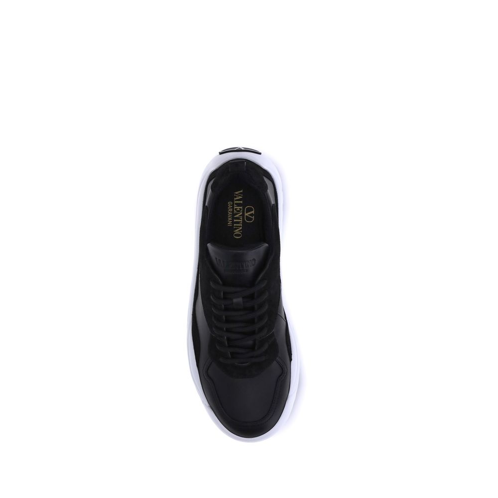 Valentino Garavani Black Calf Leather Bos Taurus Chunky Sneakers - Image 4