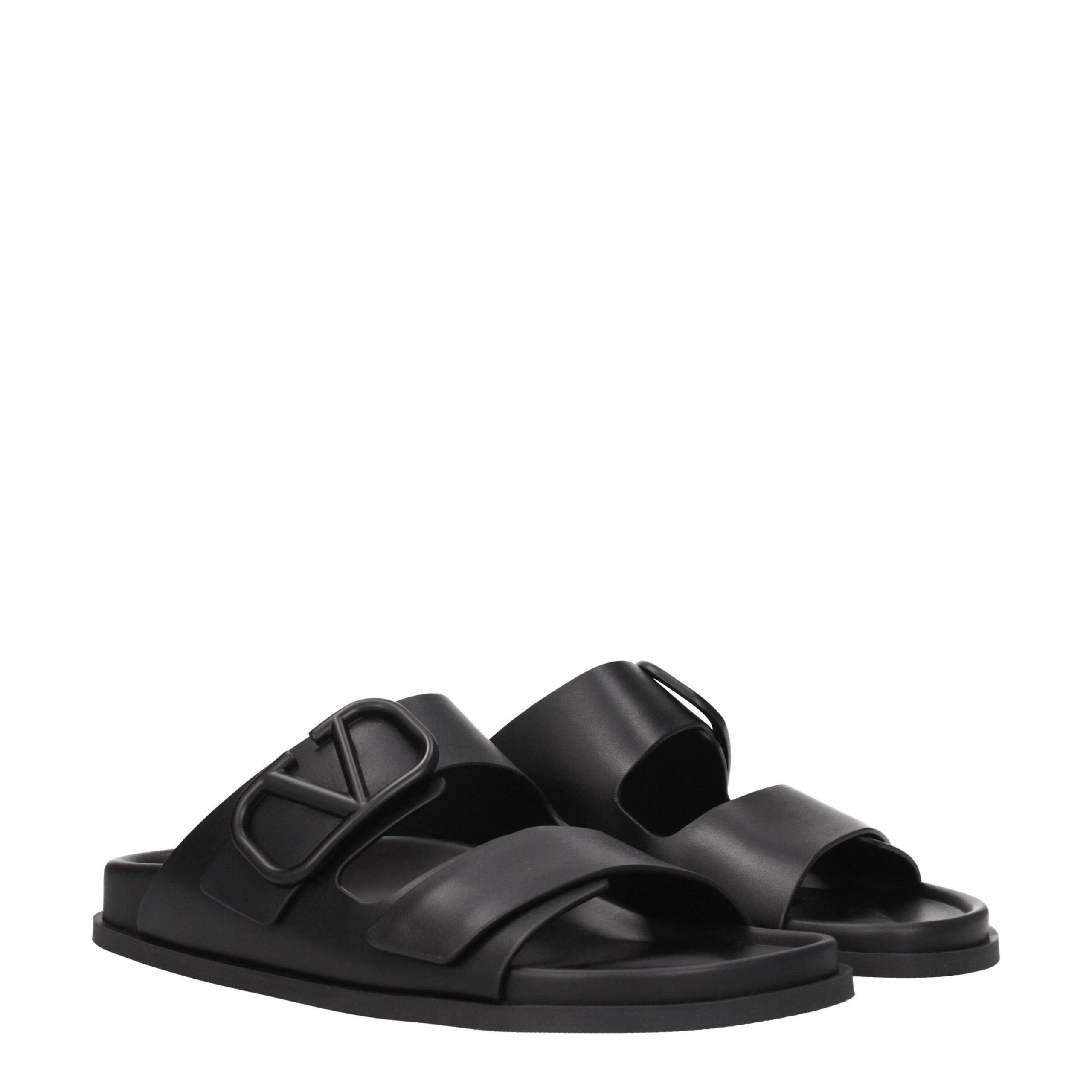 Valentino Garavani Black Leather Slippers - Image 2