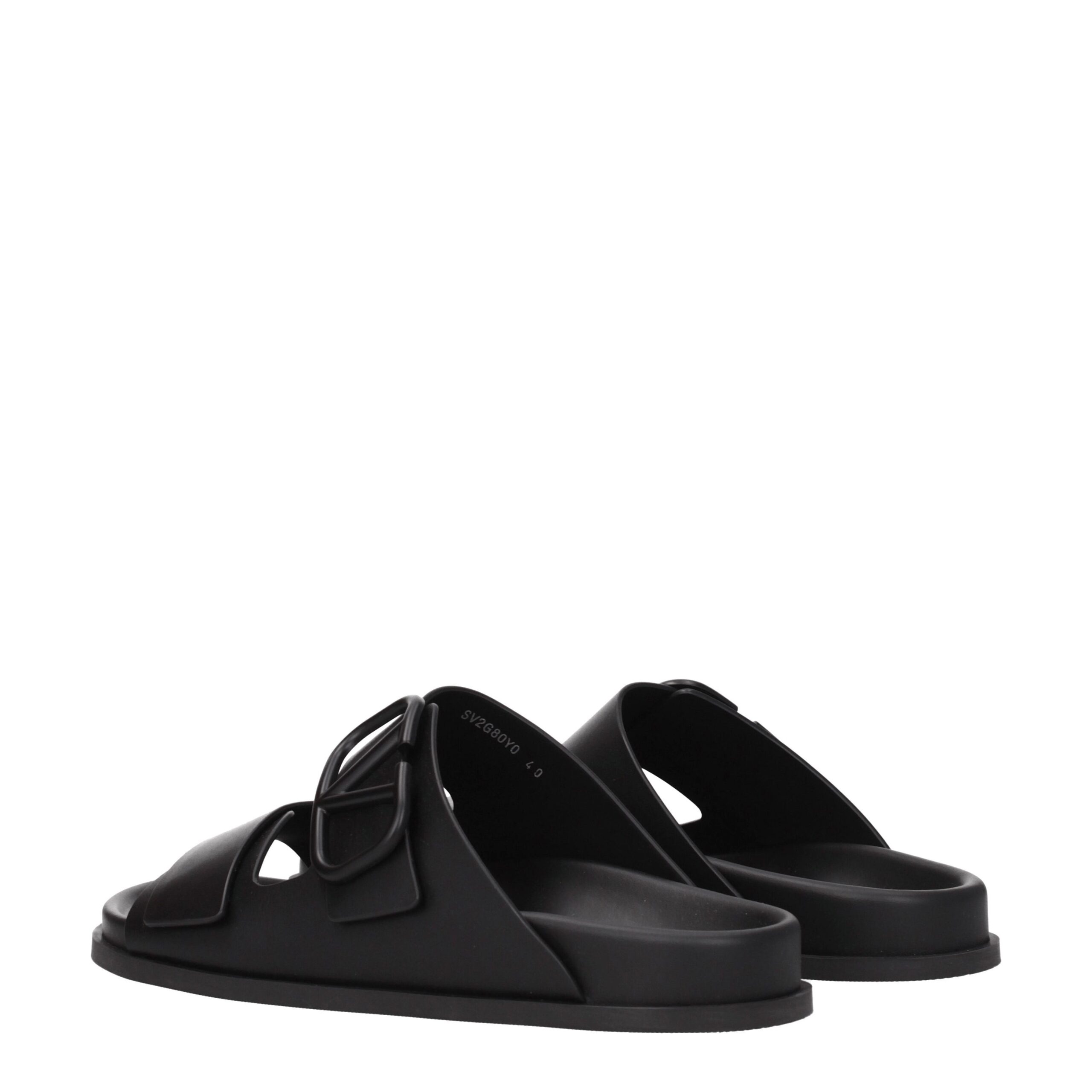 Valentino Garavani Black Leather Slippers - Image 4