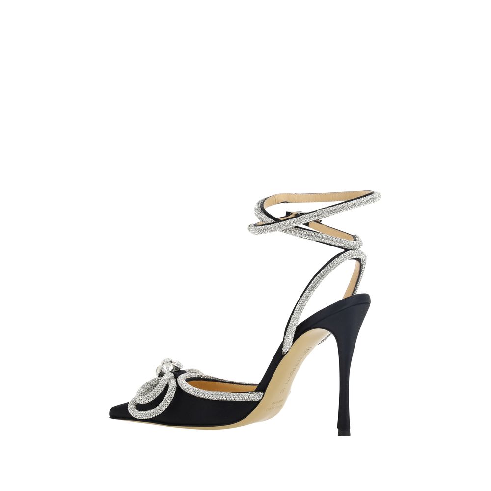 MACH & MACH Black Silk Stiletto Heel Sandals - Image 3