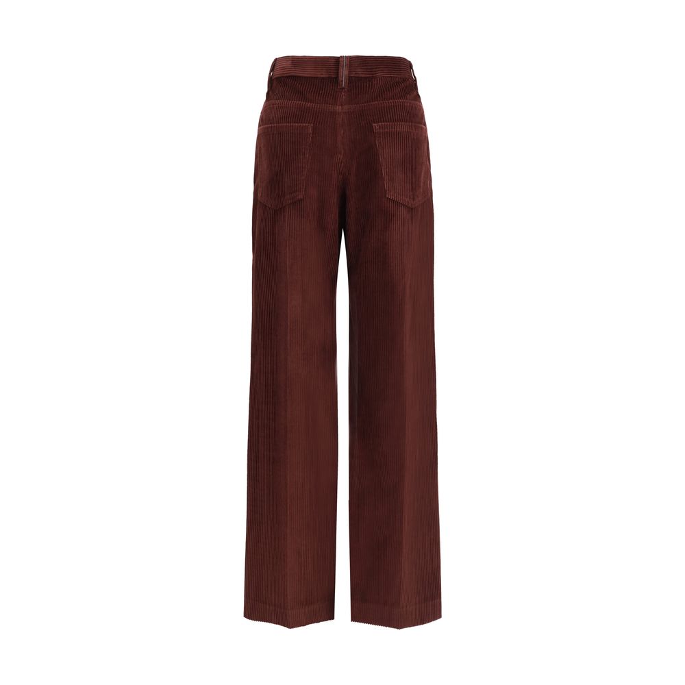 Brunello Cucinelli Bordeaux Cotton Casual Pants - Image 2
