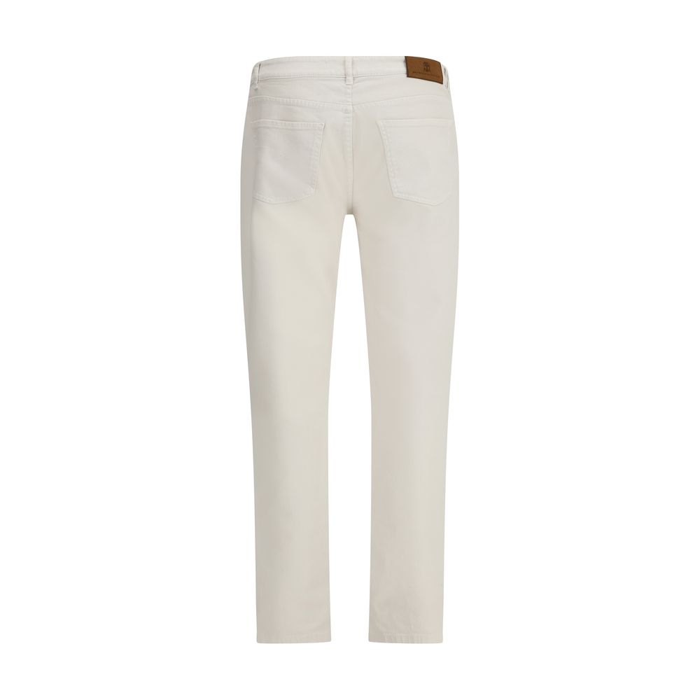 Brunello Cucinelli White Cotton Slim Fit Jeans - Image 2