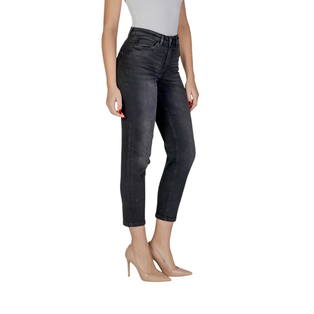 ICHI Black Cotton Mom Jeans - Image 3