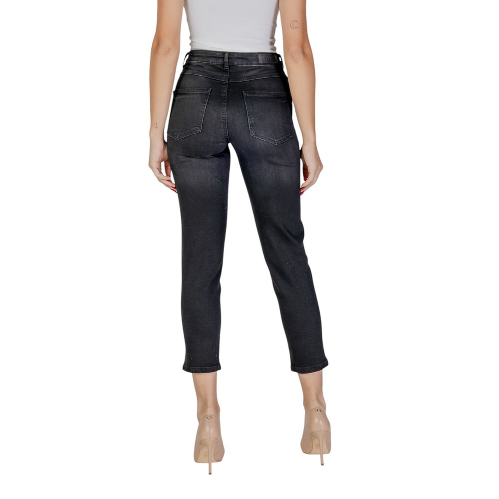 ICHI Black Cotton Mom Jeans - Image 4