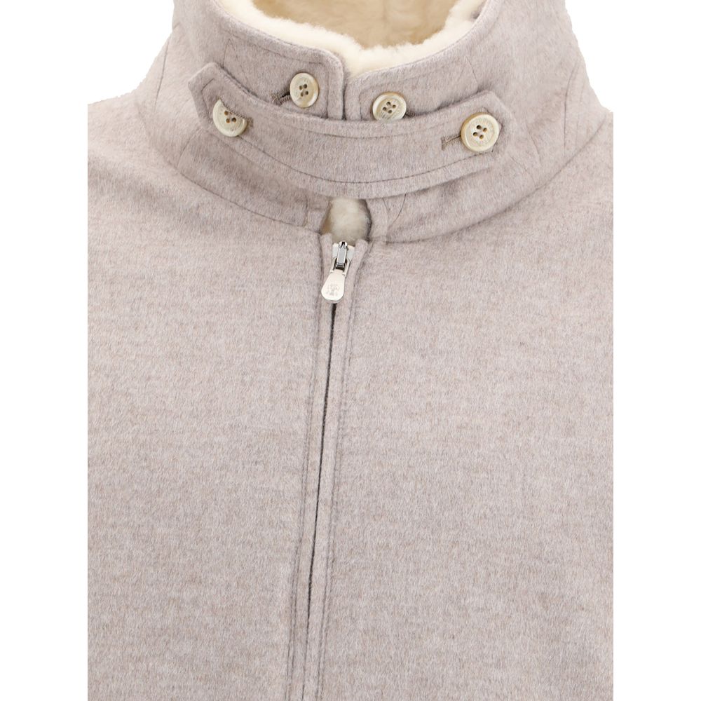 Brunello Cucinelli Beige Cashmere Bomber - Image 3