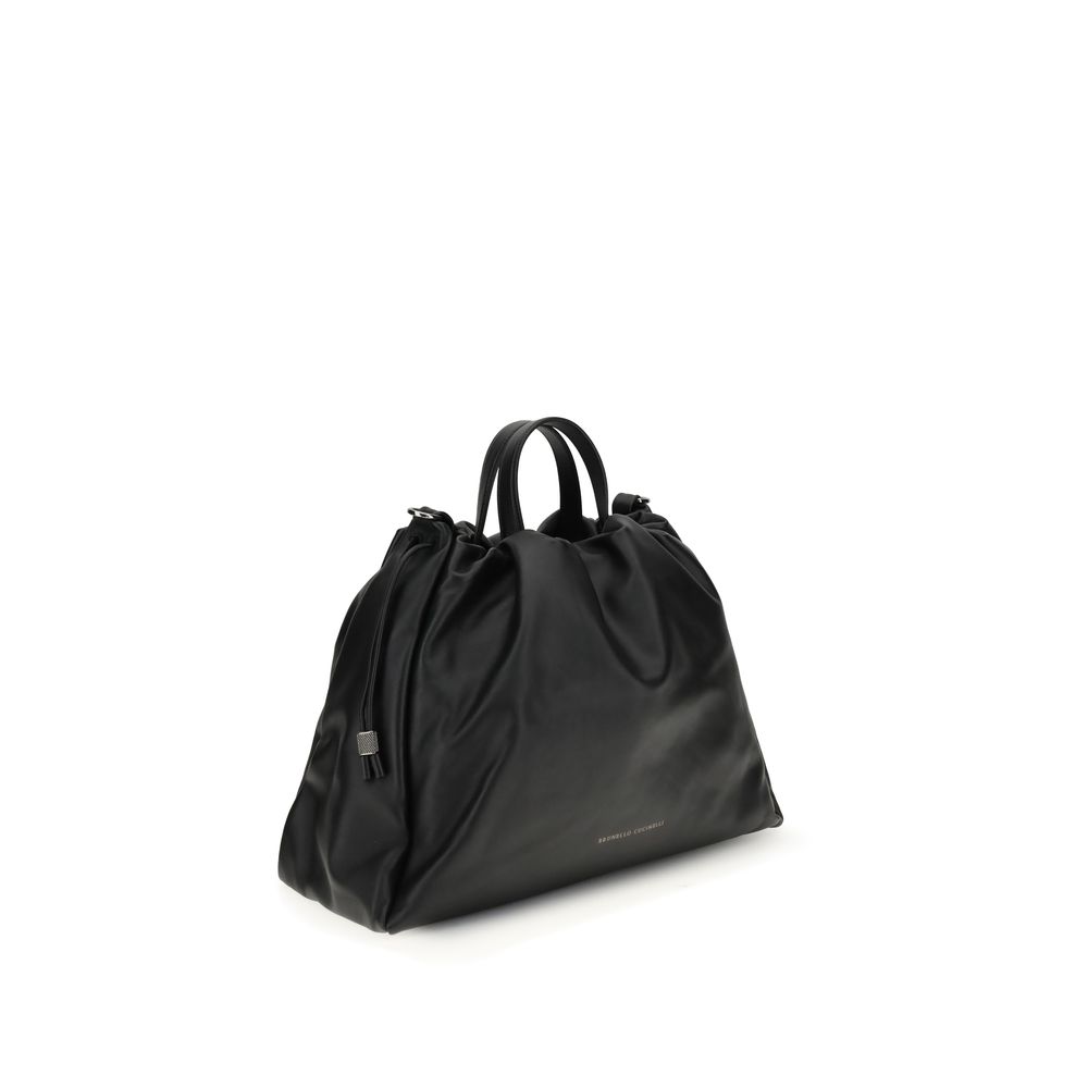 Brunello Cucinelli Black Calf Leather Bos Taurus Shoulder Bag - Image 2