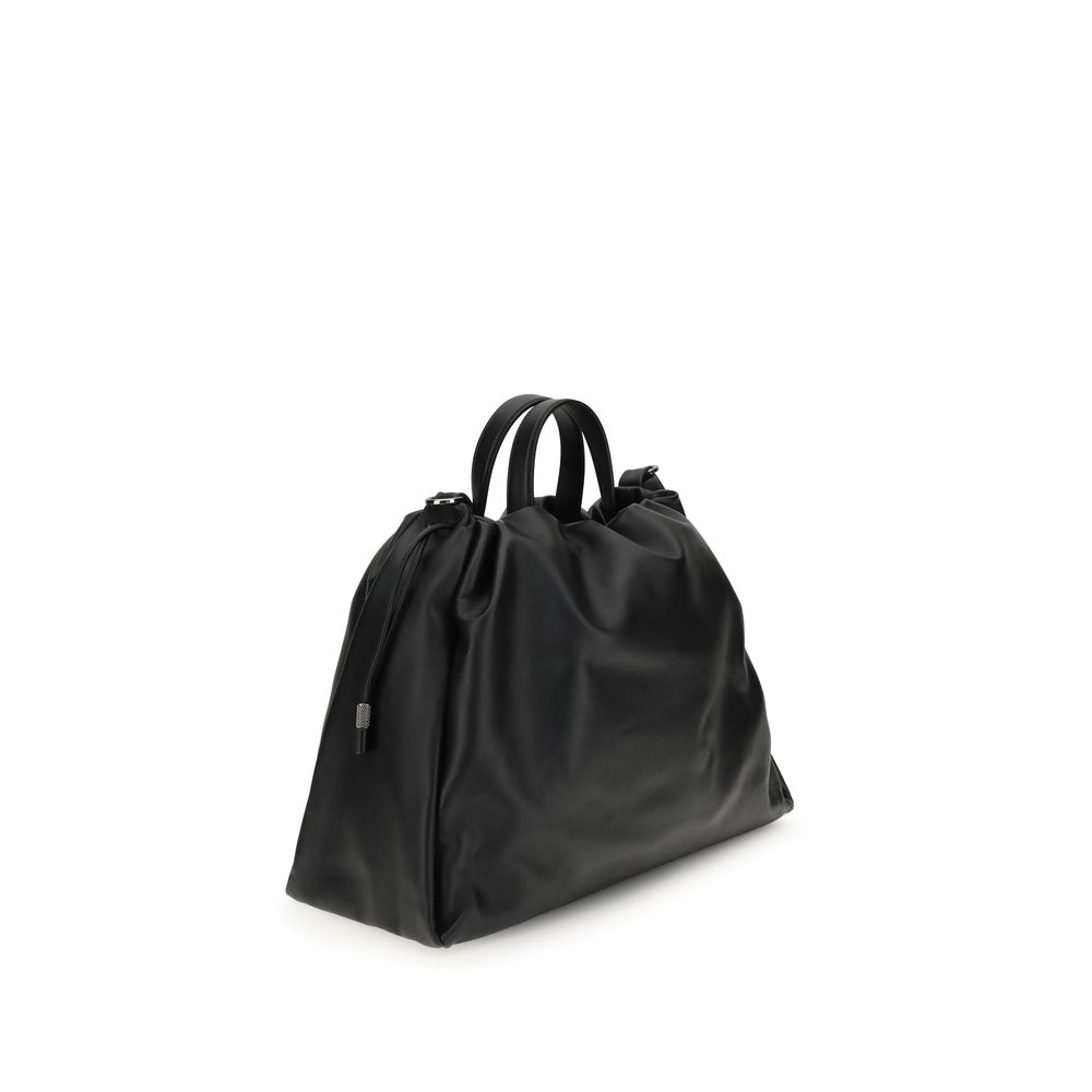 Brunello Cucinelli Black Calf Leather Bos Taurus Shoulder Bag - Image 3