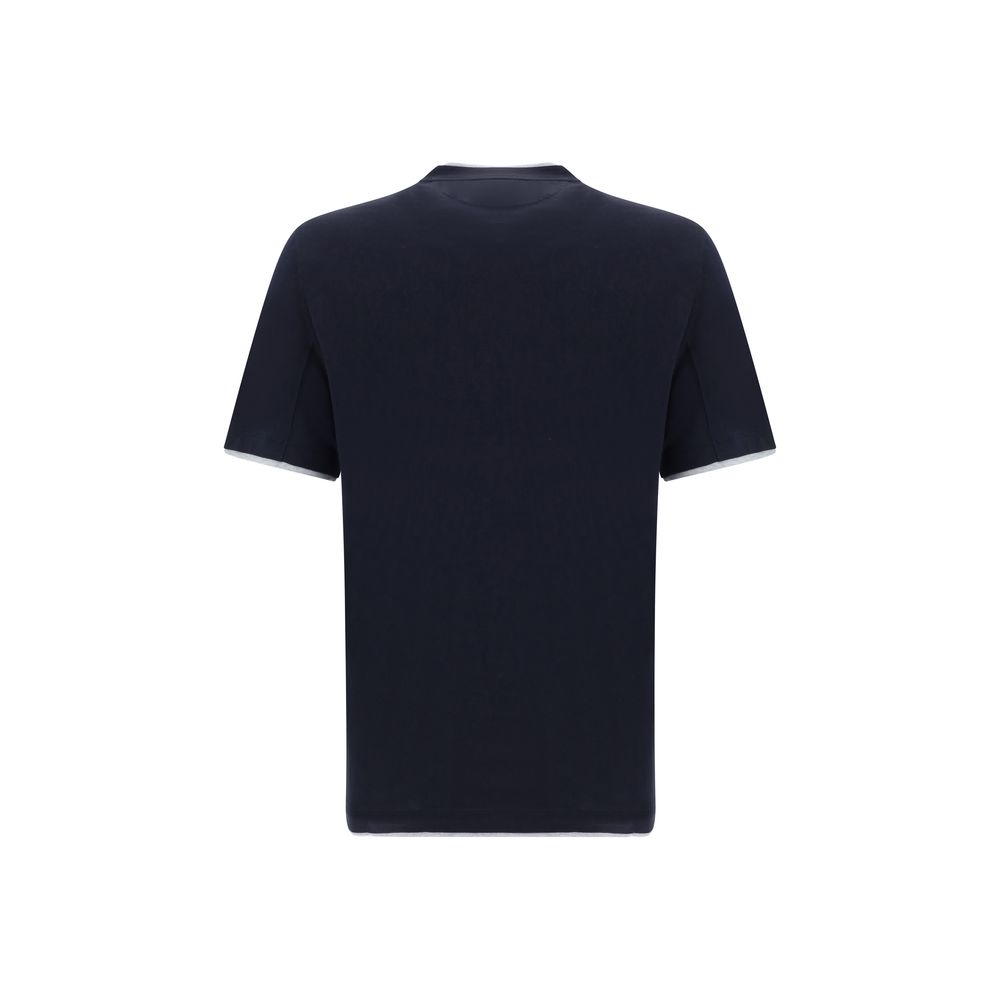 Brunello Cucinelli Blue Cotton T-Shirt - Image 2