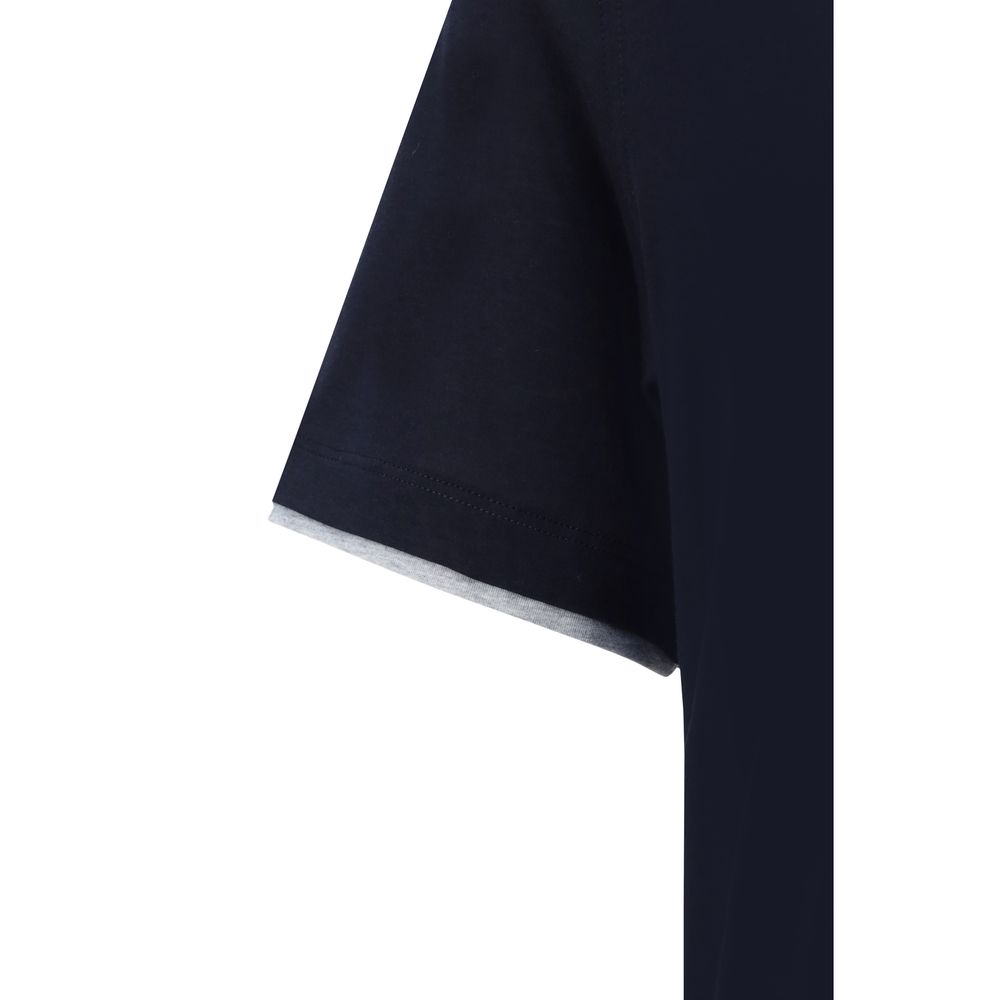 Brunello Cucinelli Blue Cotton T-Shirt - Image 3