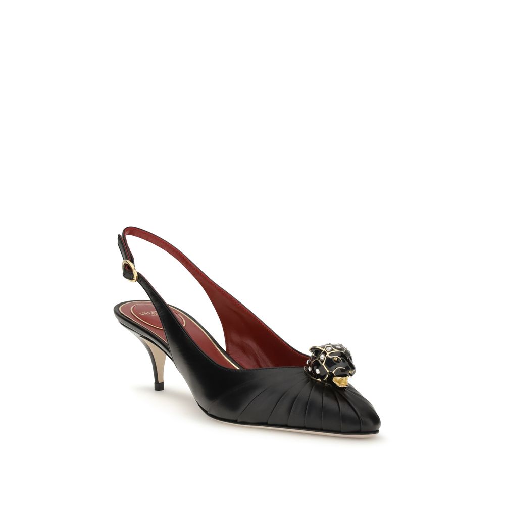 Valentino Garavani Black Leather High Heel Pumps - Image 2