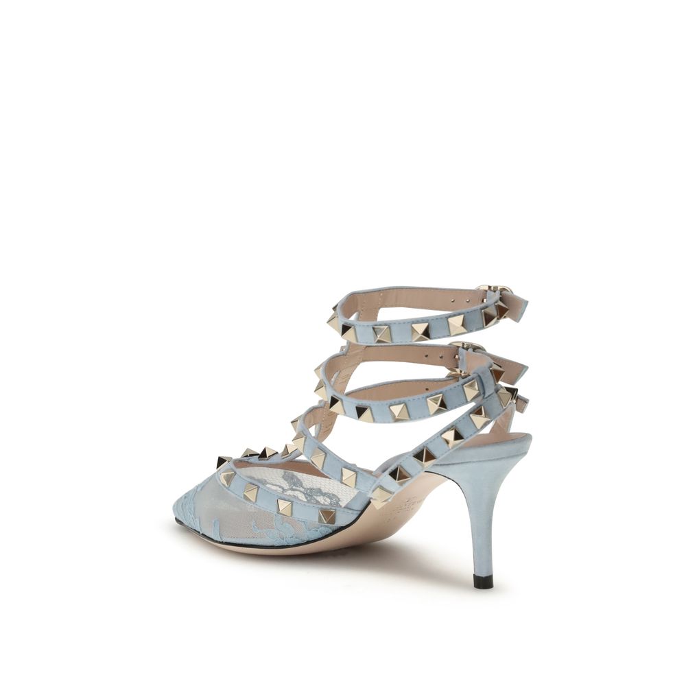 Valentino Garavani Light Blue Fabric High Heel Pumps - Image 3