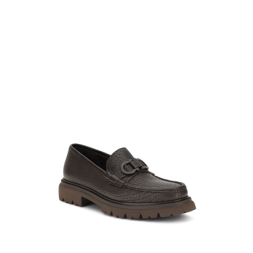 Ferragamo Brown Calf Leather Bos Taurus Slip-On Loafers - Image 2