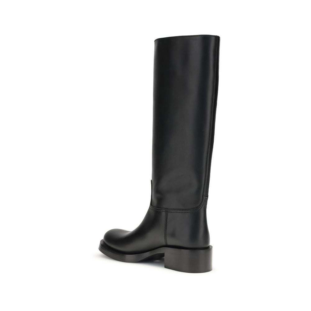 Prada Black Calf Leather Bos Taurus Boots - Image 3