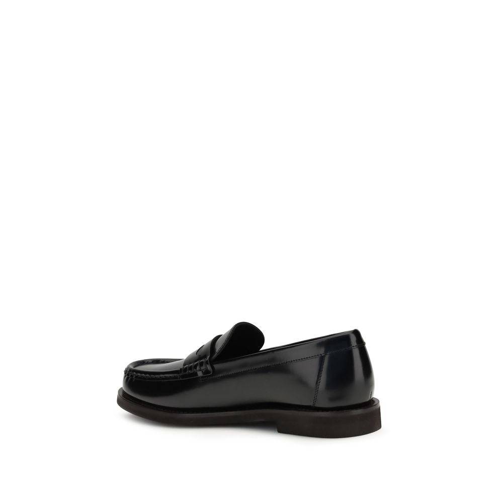 Brunello Cucinelli Black Leather Slip-On Loafers - Image 3