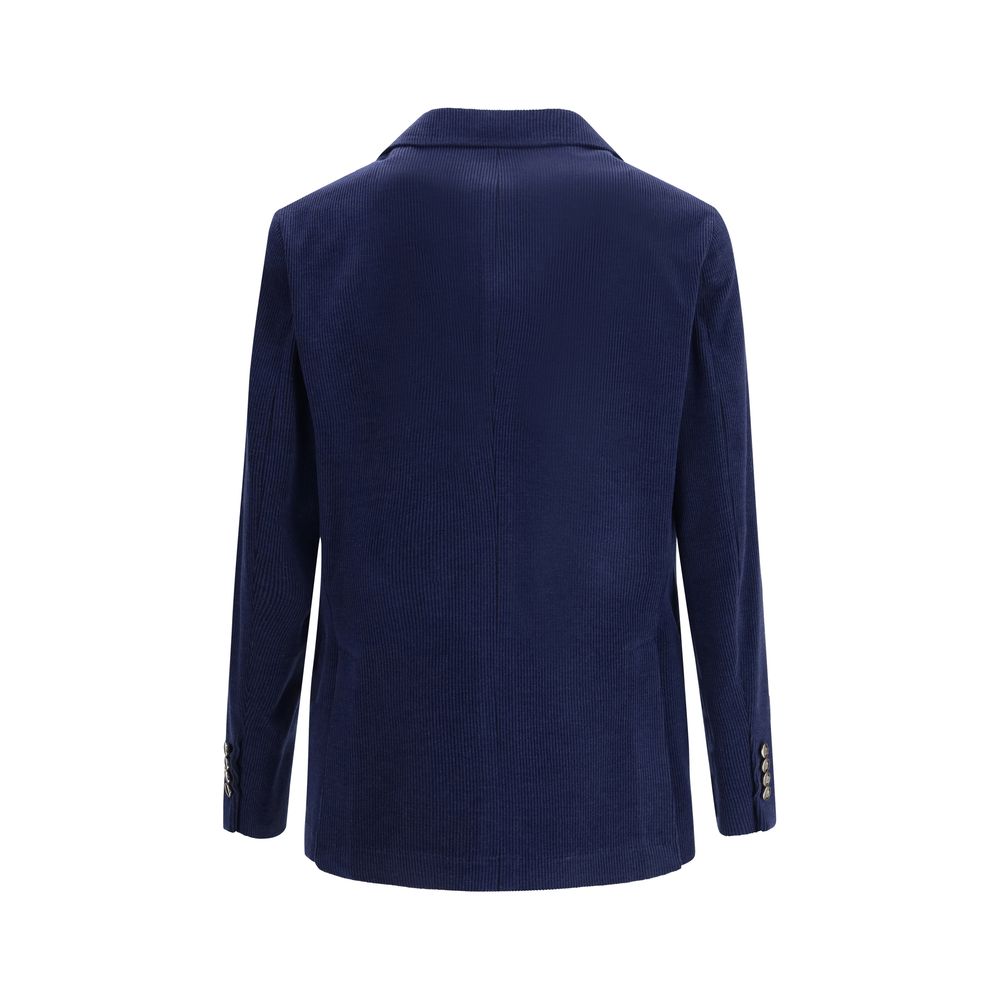 Brunello Cucinelli Blue Wool Coat - Image 2