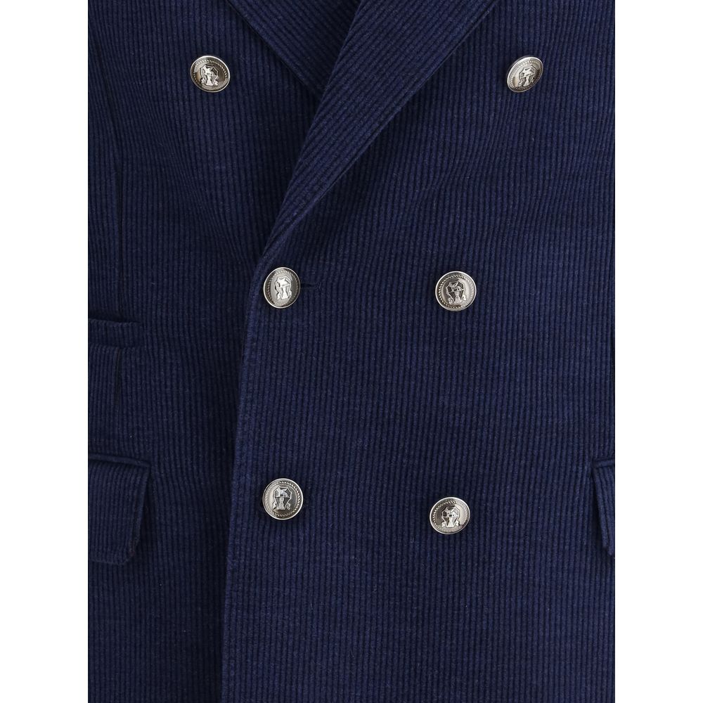 Brunello Cucinelli Blue Wool Coat - Image 3