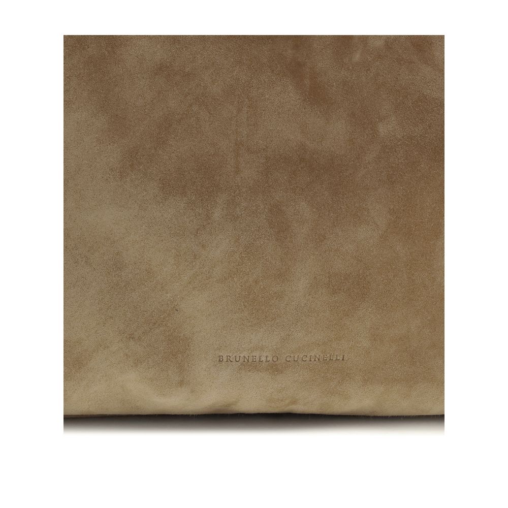 Brunello Cucinelli Beige Calf Leather Bos Taurus Shoulder Bag - Image 4