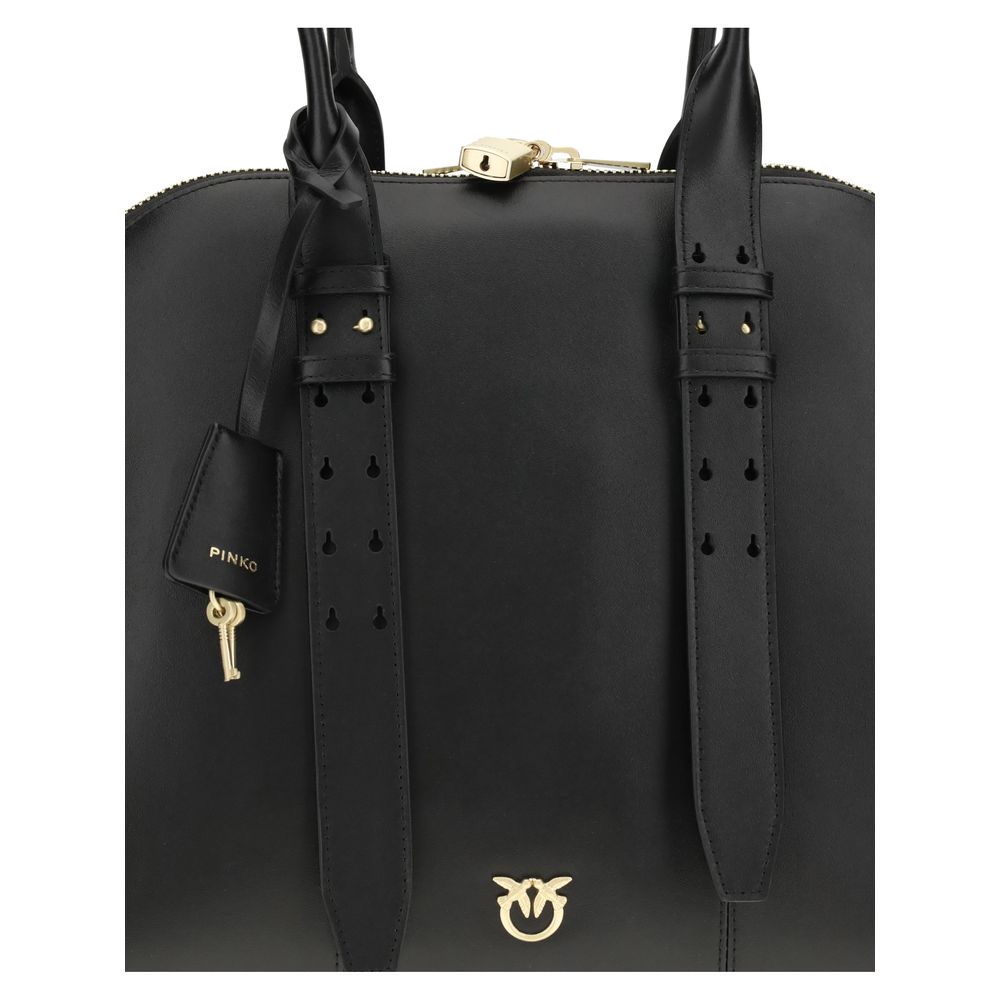 PINKO Black Calf Leather Bos Taurus Shoulder Bag - Image 4