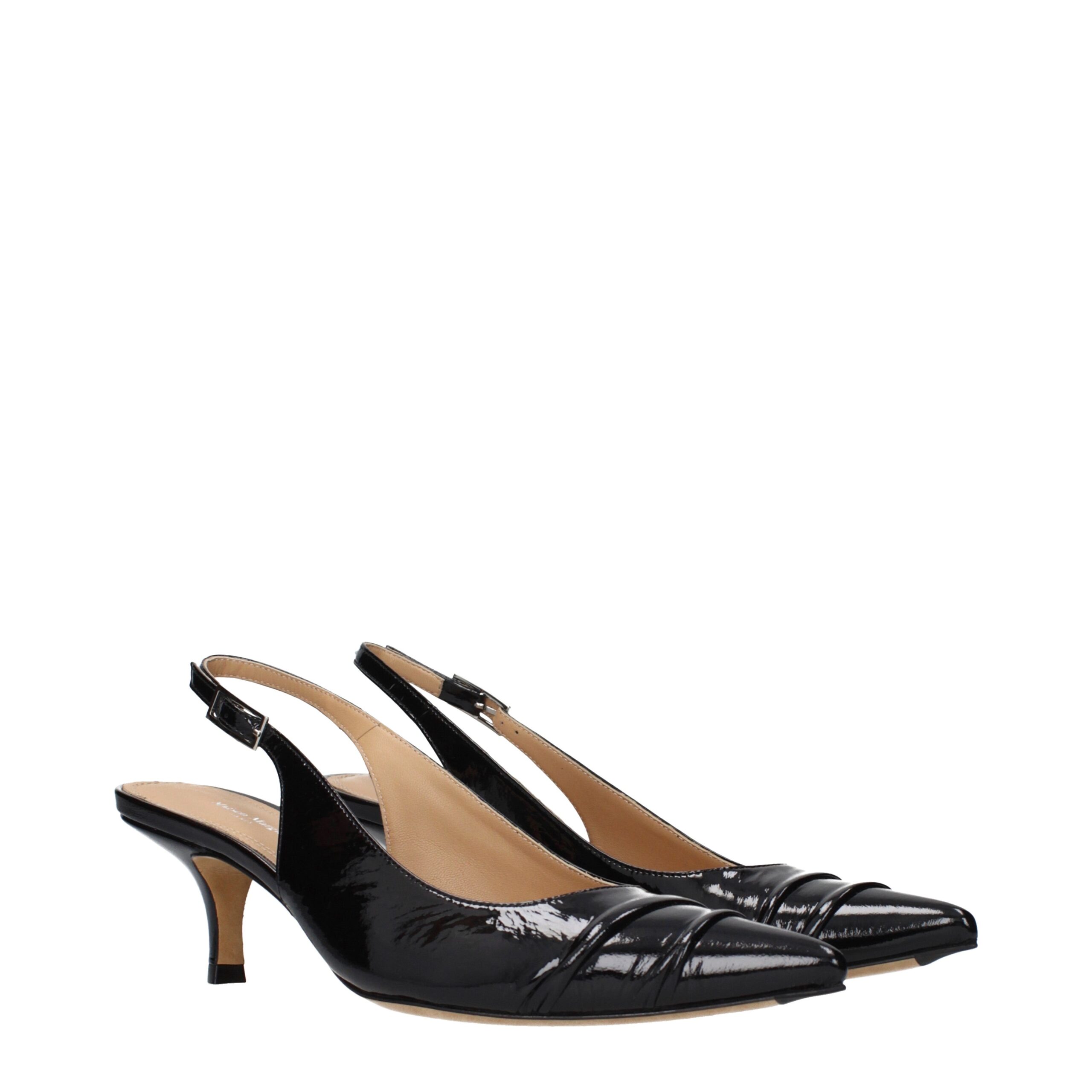 Maison Margiela Black Leather Mid Heel Pumps - Image 2
